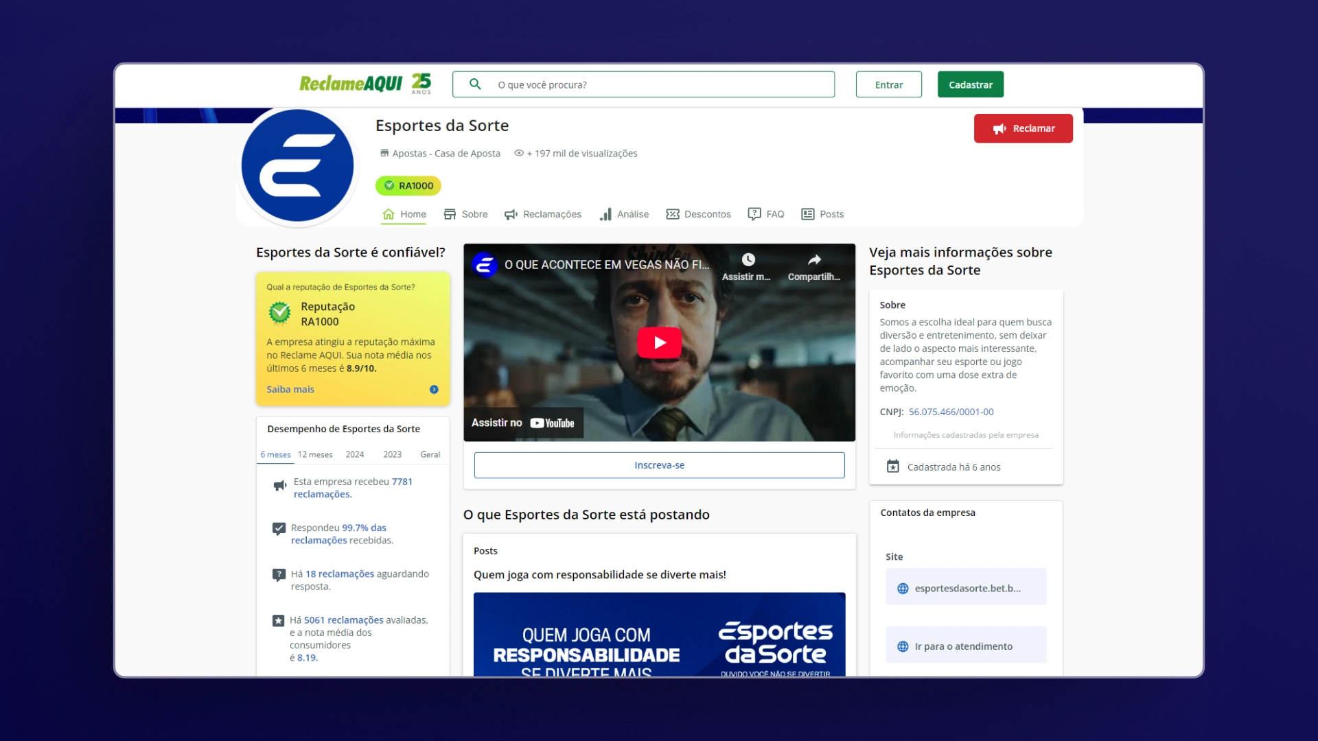 screenshot reclame aqui esportes da sorte
