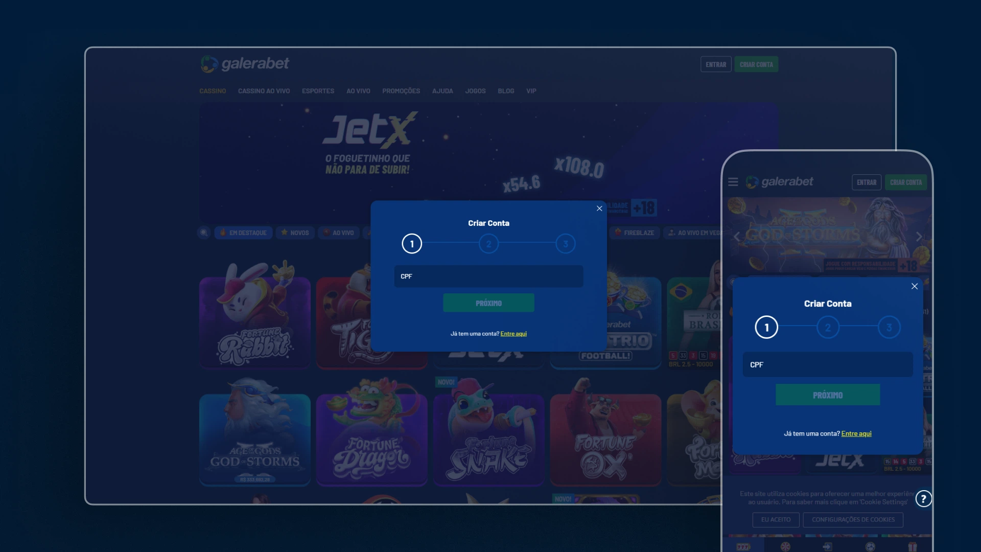 screenshot registro Galera bet