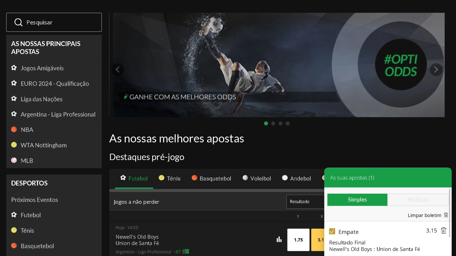 imagem captura mostra página de bônus de apostas da Esc Online