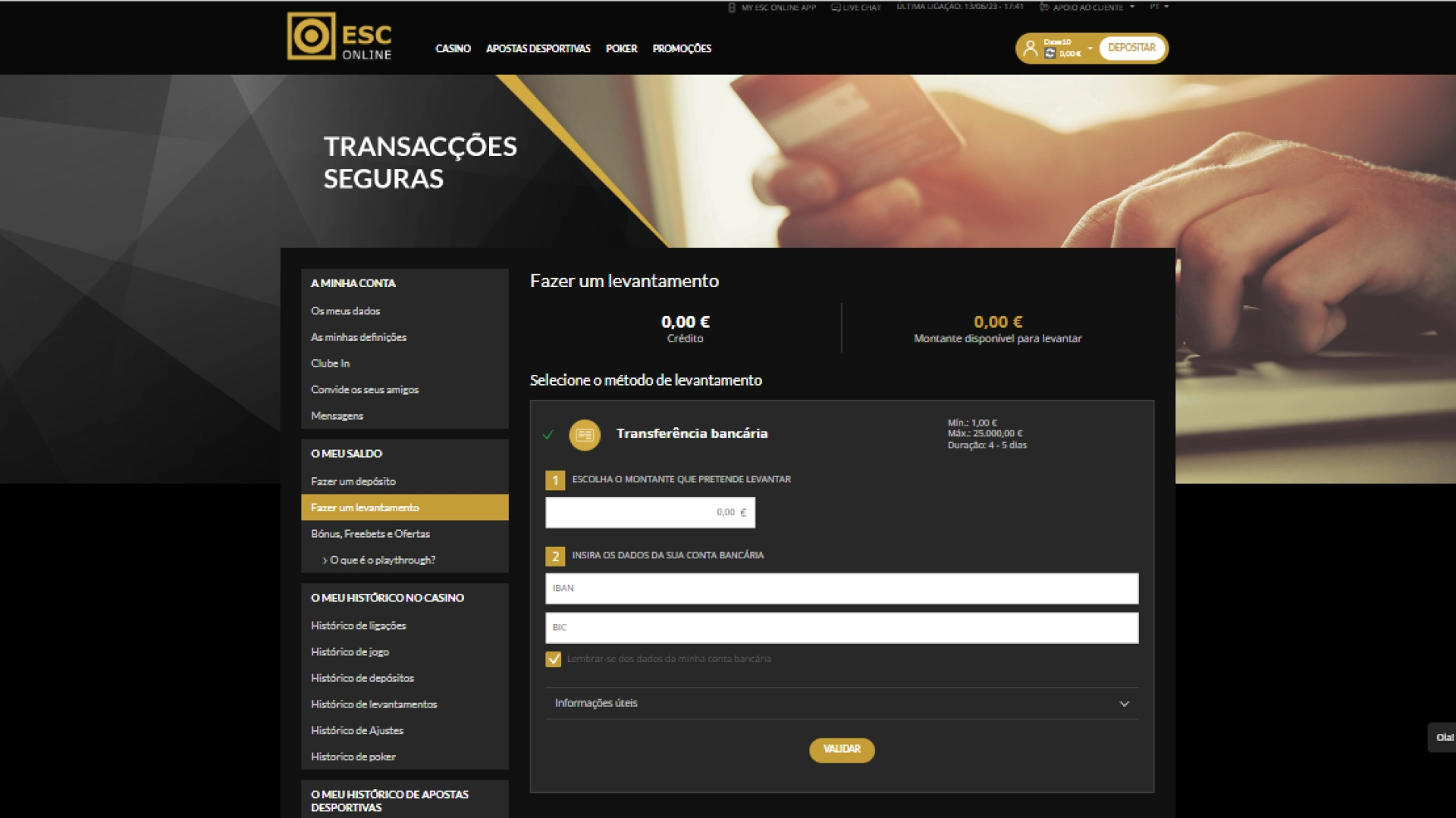 imagem captura mostra página de levantamento da Esc Online