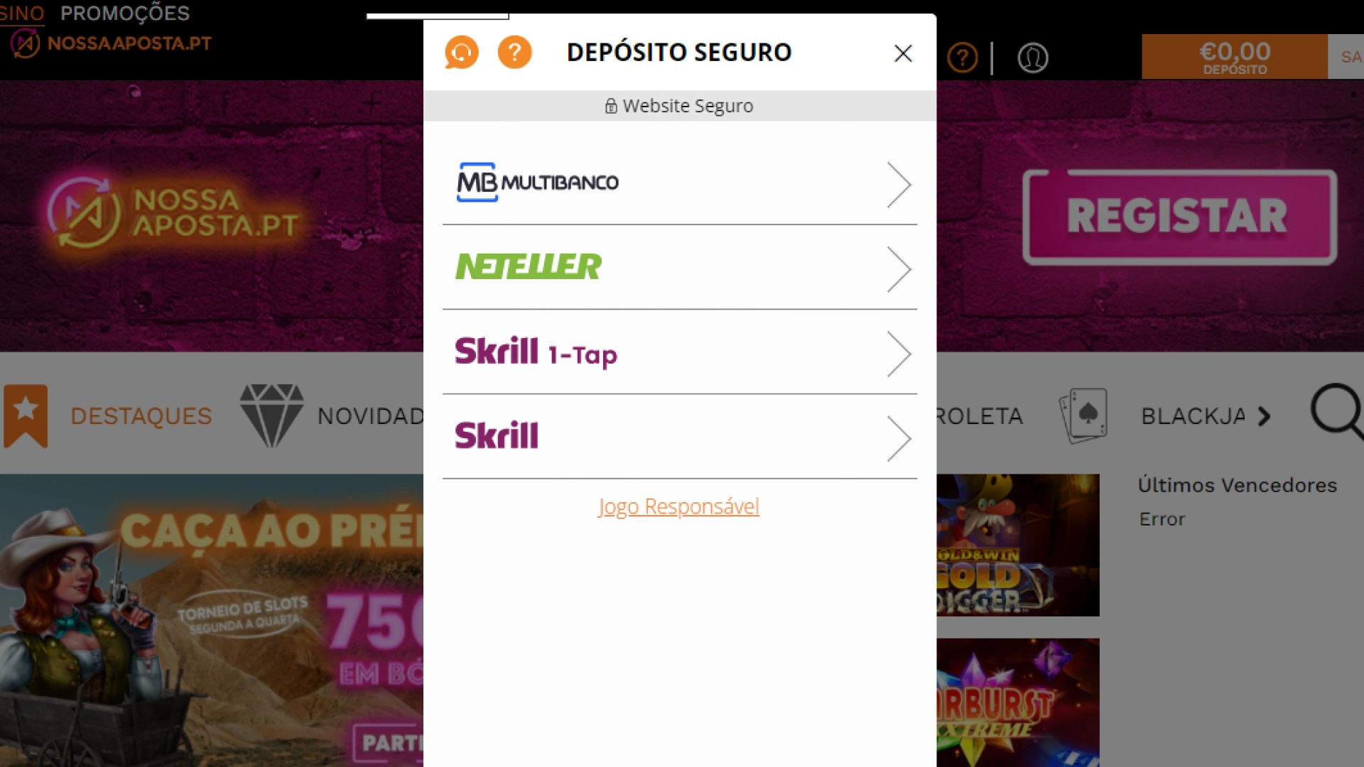 Print deposito nossa aposta