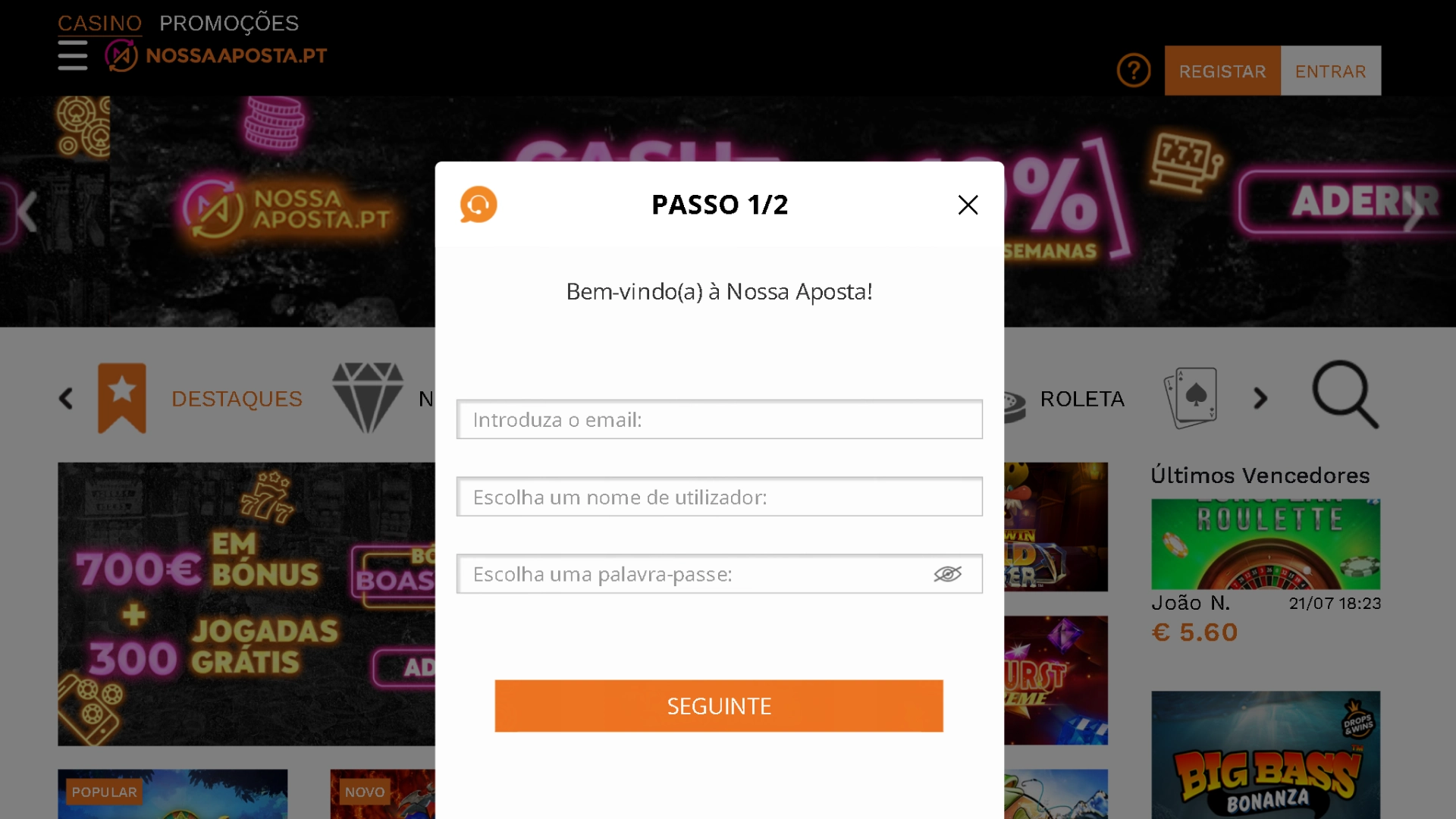 Print registro nossa aposta 1