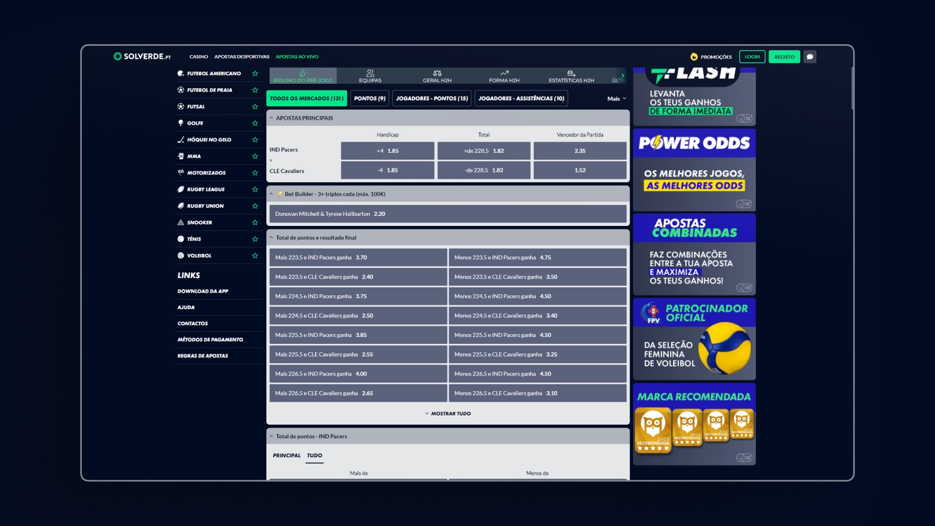 screenshot mercados disponiveis solverde